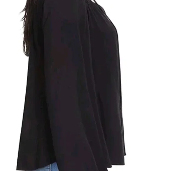 Jessica Simpson Leslie Boho Black Beauty Tunic Woven Blouse V Neck Flowy Large - Picture 3 of 5